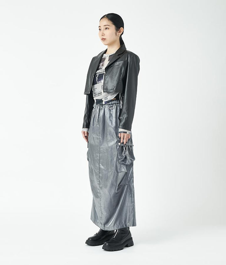 フェイクレザークロップドジャケット 30-4077