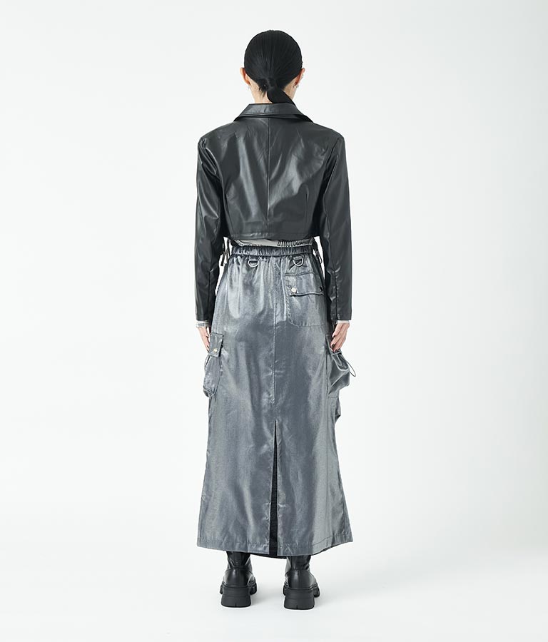 フェイクレザークロップドジャケット 30-4077