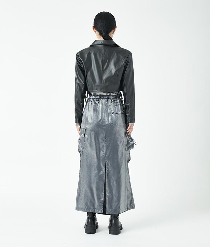 フェイクレザークロップドジャケット 30-4077