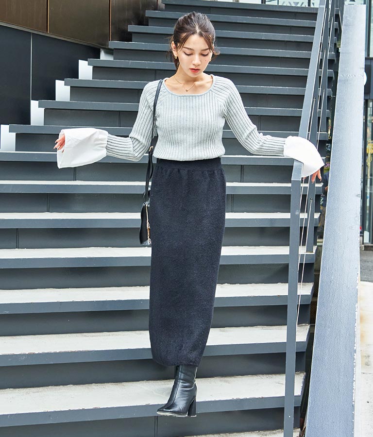 袖切り替え ベルスリーブ ニット 523-6781