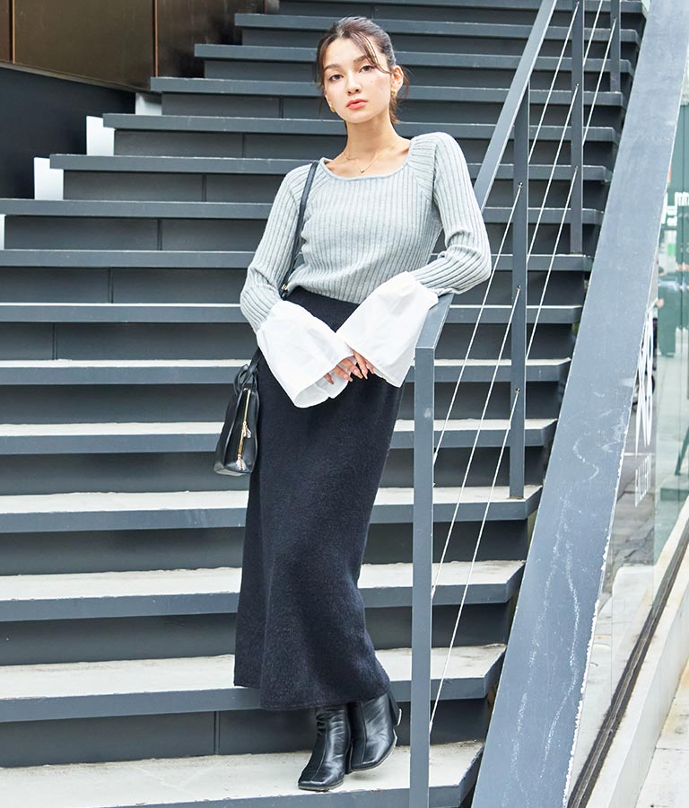 袖切り替え ベルスリーブ ニット 523-6781