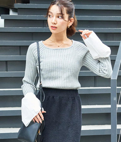 袖切り替え ベルスリーブ ニット 523-6781