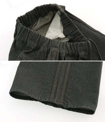 ウォッシュデニム サイドライン ウエストゴム バギー パンツ 792-9084