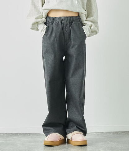 ウォッシュデニム サイドライン ウエストゴム バギー パンツ 792-9084