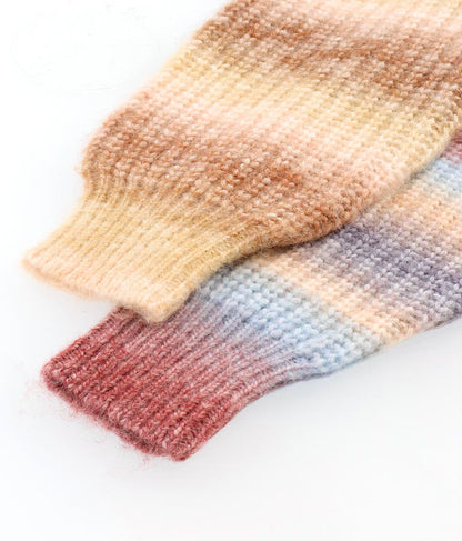 タイダイ ボーダー クルーネック ボリュームスリーブ ニット 853-5755