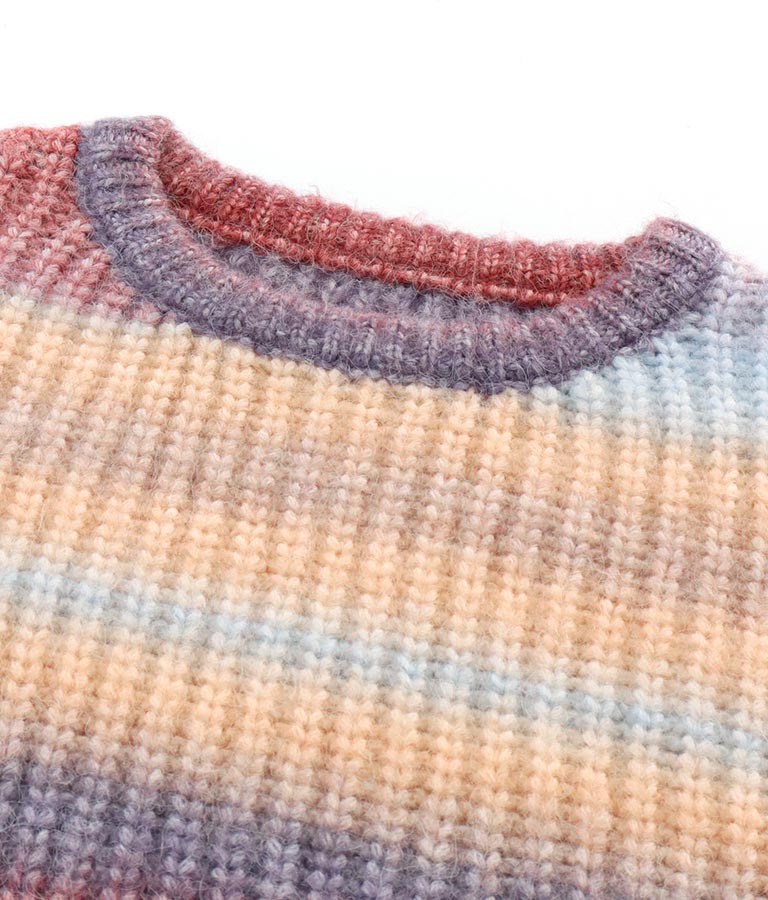 タイダイ ボーダー クルーネック ボリュームスリーブ ニット 853-5755