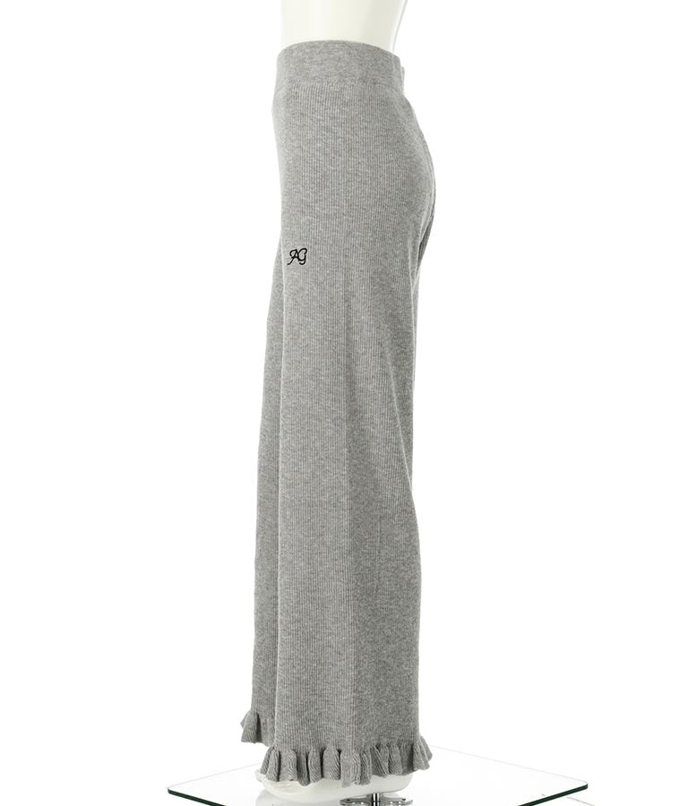 裾 フリル ニット ワイド パンツ 912-7329