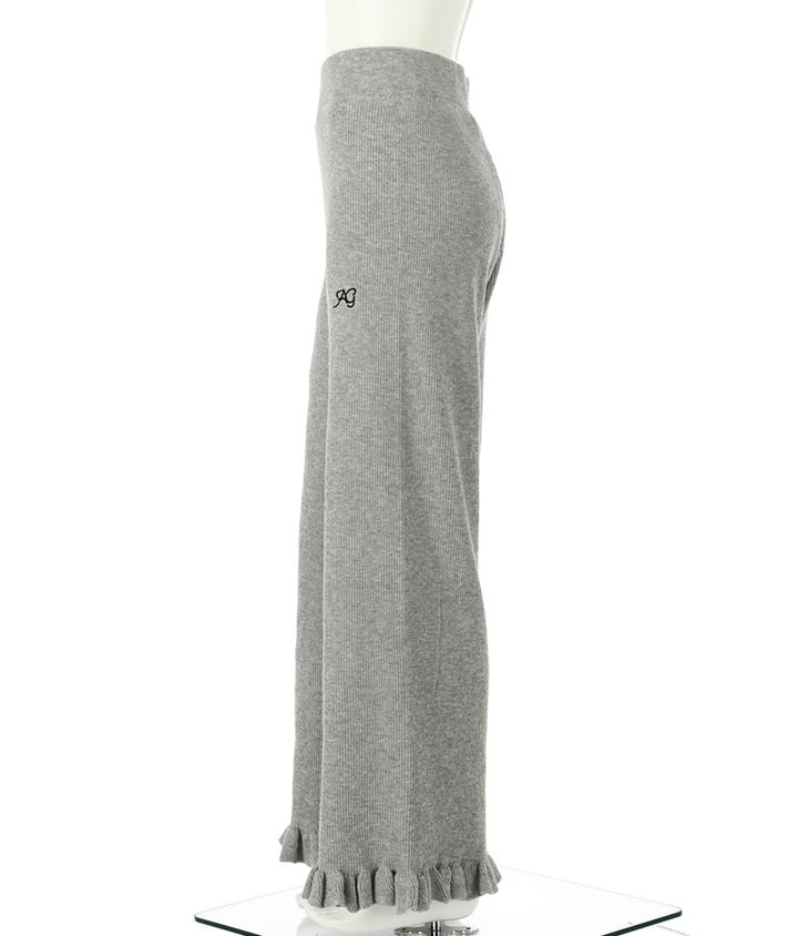 裾 フリル ニット ワイド パンツ 912-7329