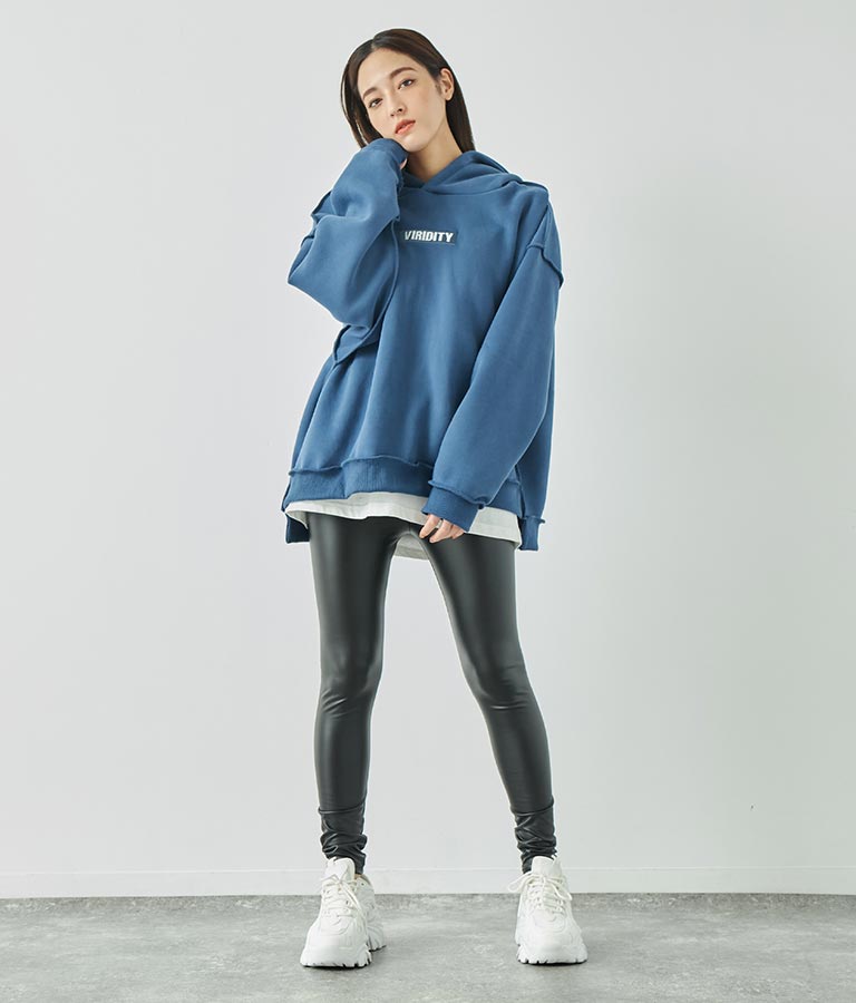 裏起毛 フェイクレザー レギンス 152-5523