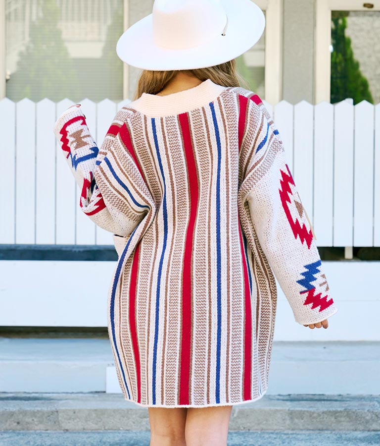 オルテガ ストライプ カーディガン 814-6704