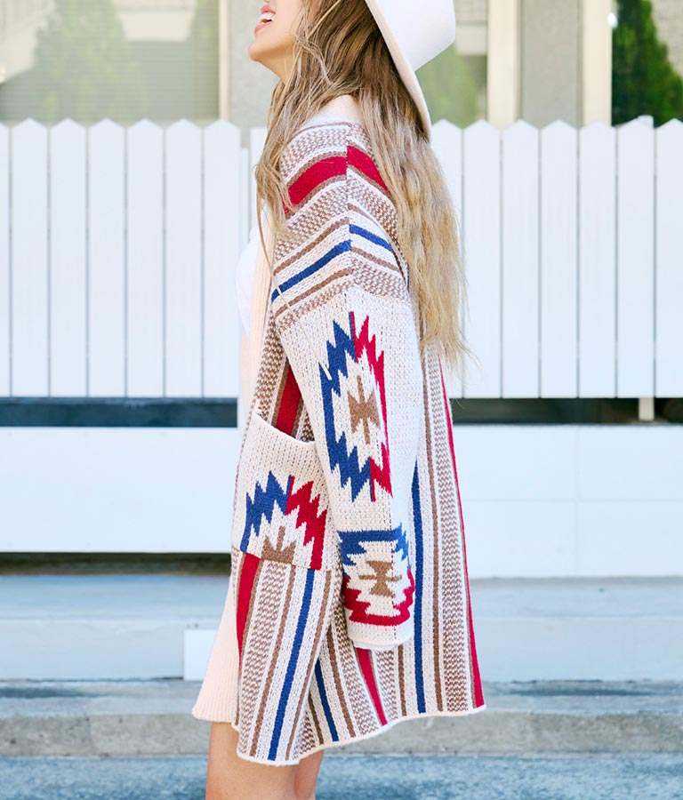 オルテガ ストライプ カーディガン 814-6704