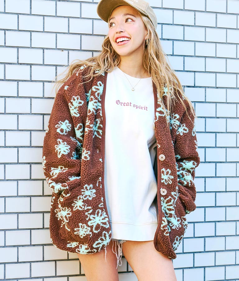 手書き風 フラワー ボア ジャケット 856-5744
