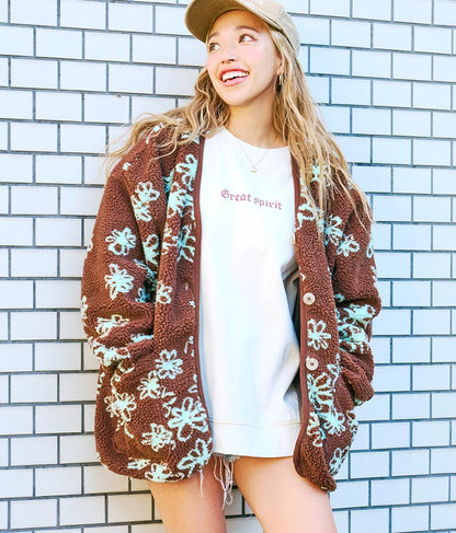 手書き風 フラワー ボア ジャケット 856-5744