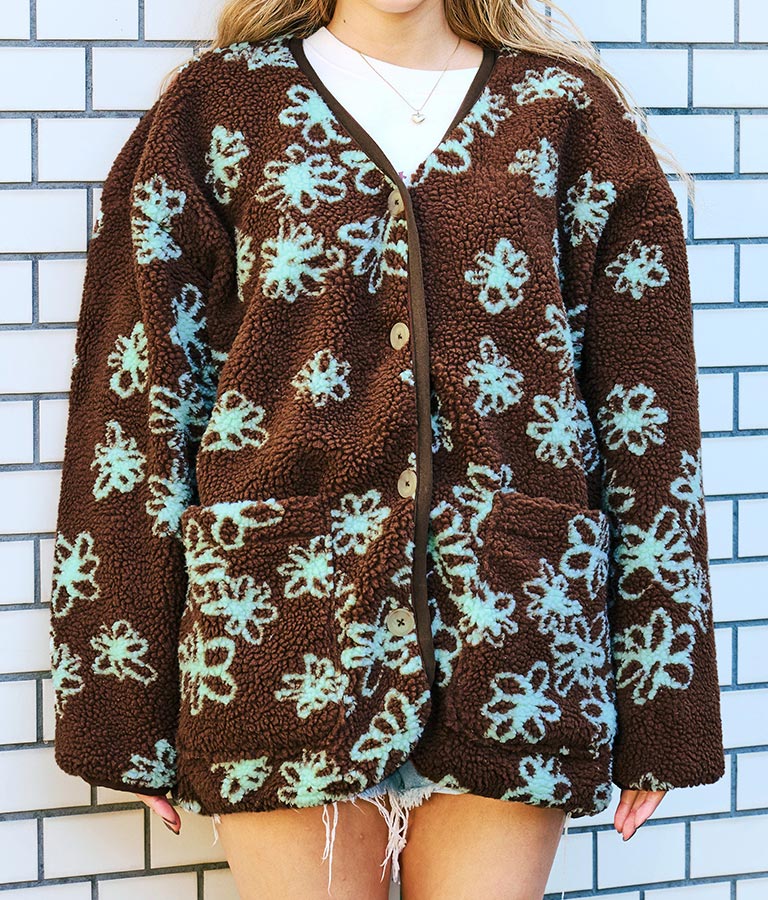 手書き風 フラワー ボア ジャケット 856-5744