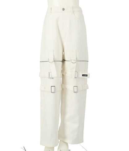 4WAY ジップ 付き セパレート デニム ワイド パンツ 912-7215