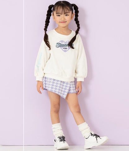 千鳥柄 ハート ワッペン 裏毛 スウェット トレーナー