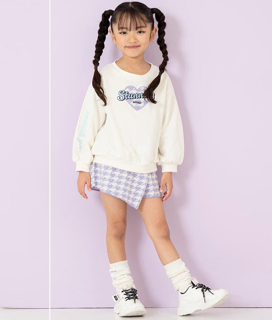 千鳥柄 ハート ワッペン 裏毛 スウェット トレーナー 423-3167