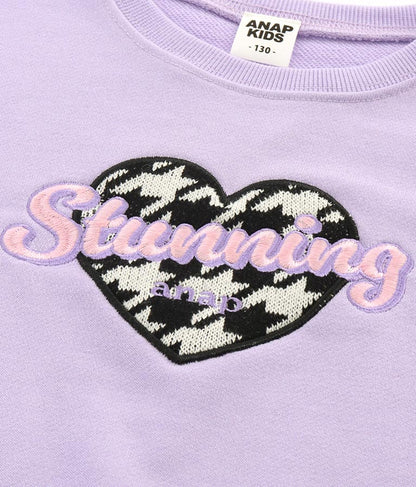 千鳥柄 ハート ワッペン 裏毛 スウェット トレーナー 423-3167