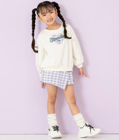 千鳥柄 ハート ワッペン 裏毛 スウェット トレーナー 423-3167