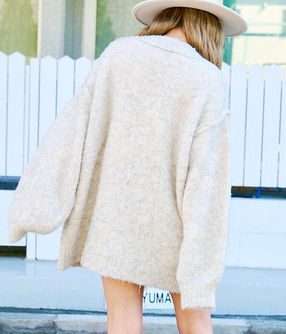 ブークレ ループヤーン 起毛 MIX ニット カーディガン 854-5743