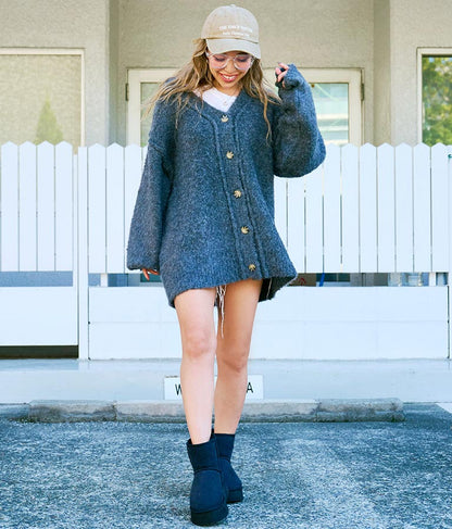 ブークレ ループヤーン 起毛 MIX ニット カーディガン 854-5743