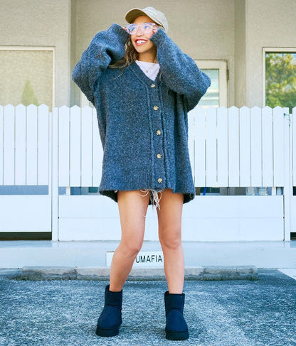 ブークレ ループヤーン 起毛 MIX ニット カーディガン 854-5743