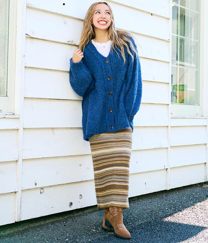 ブークレ ループヤーン 起毛 MIX ニット カーディガン 854-5743