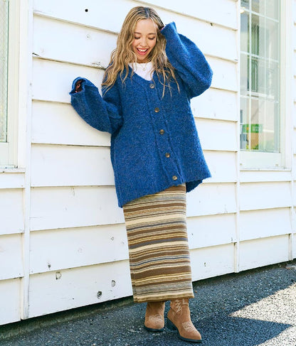 ブークレ ループヤーン 起毛 MIX ニット カーディガン 854-5743