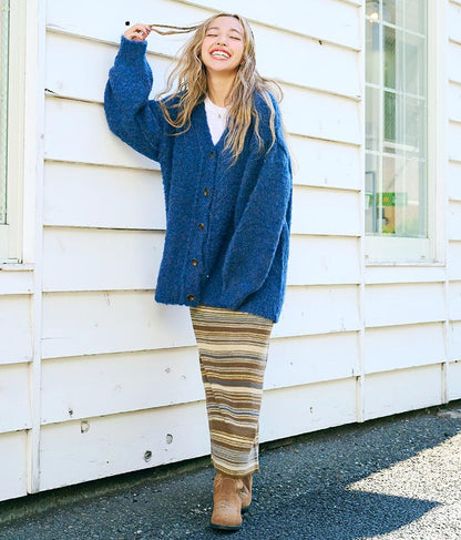 ブークレ ループヤーン 起毛 MIX ニット カーディガン 854-5743