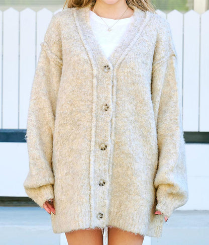 ブークレ ループヤーン 起毛 MIX ニット カーディガン 854-5743