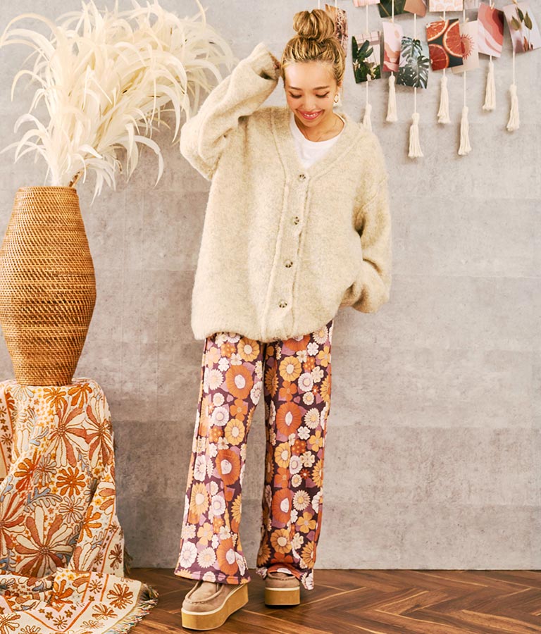 ブークレ ループヤーン 起毛 MIX ニット カーディガン 854-5743