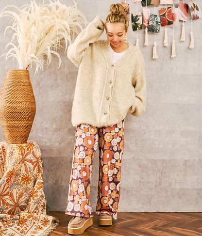 ブークレ ループヤーン 起毛 MIX ニット カーディガン 854-5743