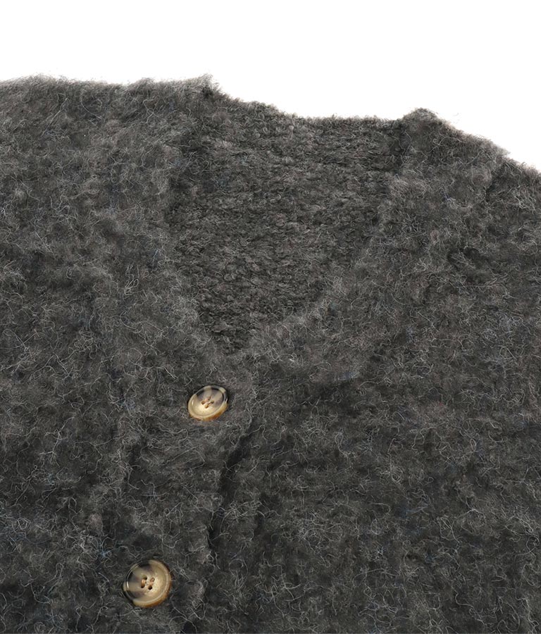 ブークレ ループヤーン 起毛 MIX ニット カーディガン 854-5743