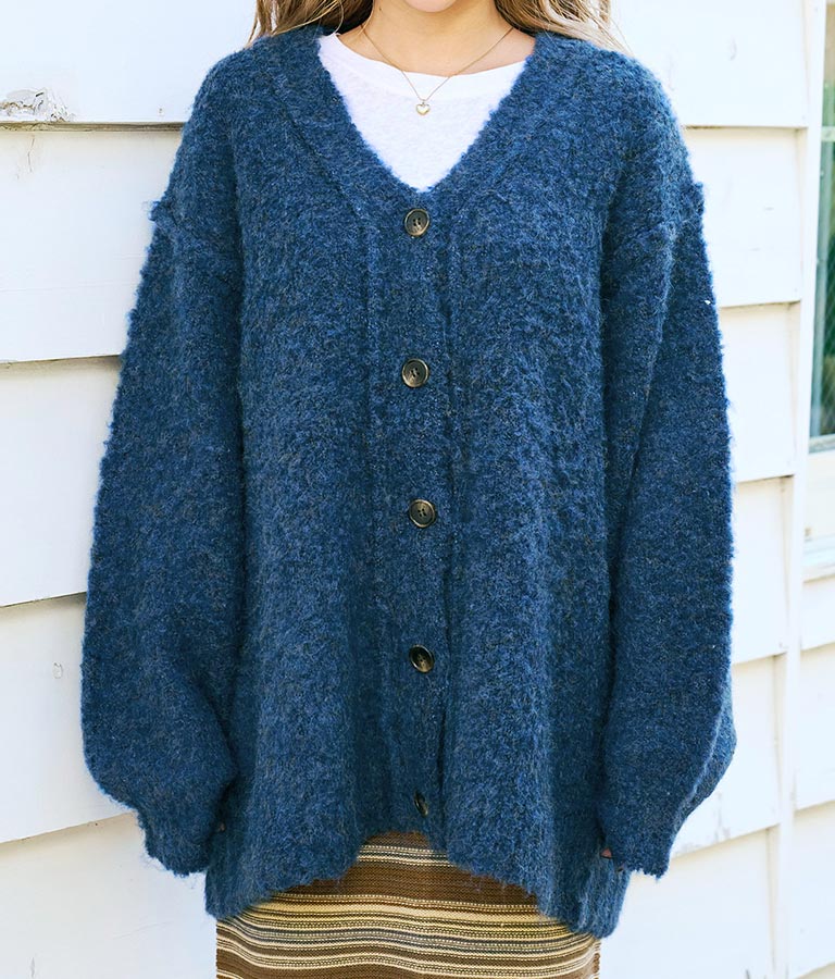 ブークレ ループヤーン 起毛 MIX ニット カーディガン 854-5743