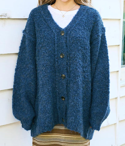 ブークレ ループヤーン 起毛 MIX ニット カーディガン 854-5743