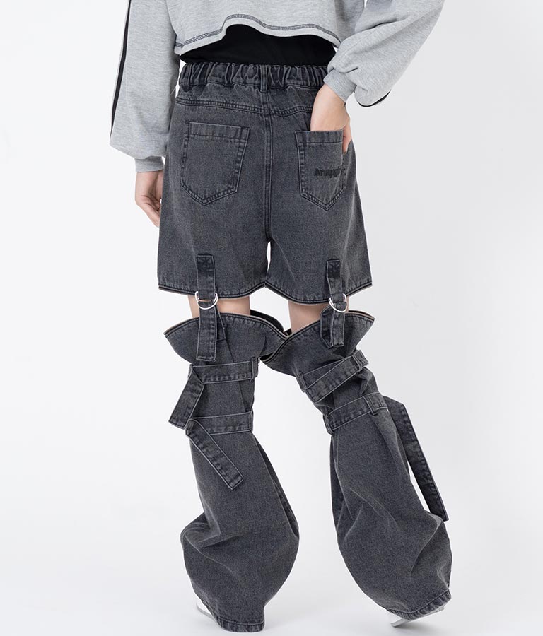 4WAY ジップ 付き セパレート デニム ワイド パンツ 912-7215