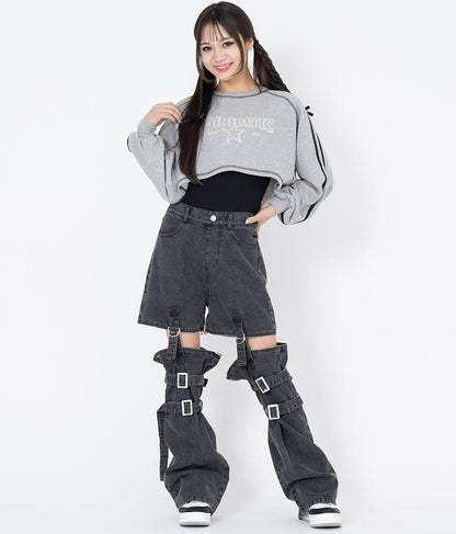 4WAY ジップ 付き セパレート デニム ワイド パンツ 912-7215