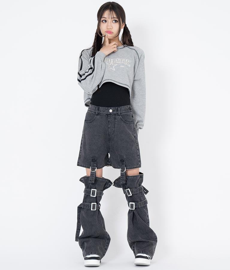 4WAY ジップ 付き セパレート デニム ワイド パンツ 912-7215