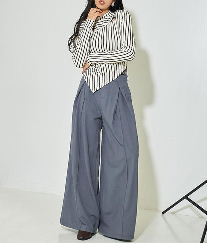 ジオメ トリック ボーダー ストライプ ハイネック 長袖 403-8465