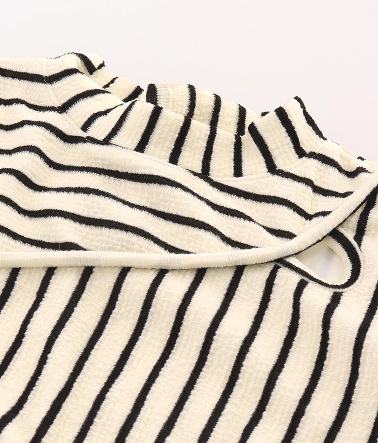 ジオメ トリック ボーダー ストライプ ハイネック 長袖 403-8465