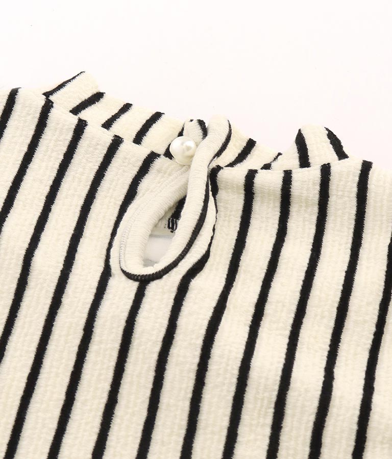 ジオメ トリック ボーダー ストライプ ハイネック 長袖 403-8465