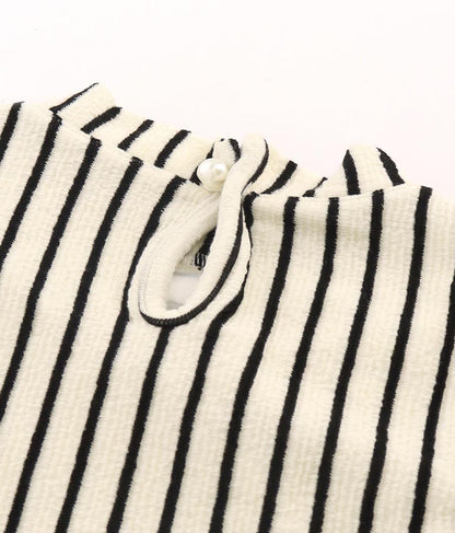 ジオメ トリック ボーダー ストライプ ハイネック 長袖 403-8465