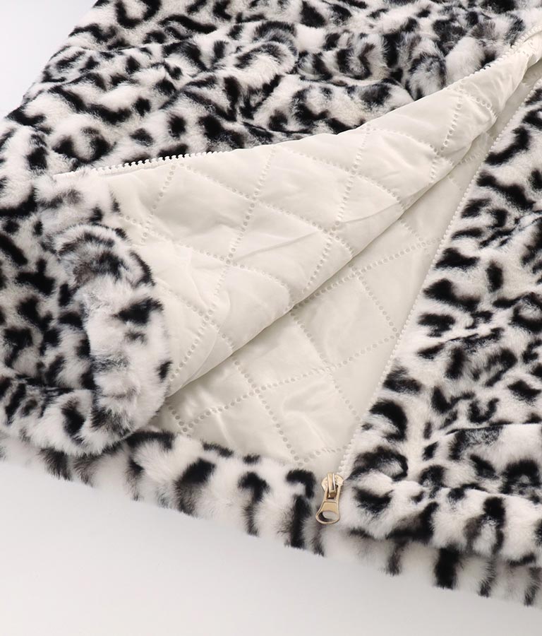 フェイクファー レオパード ヒョウ柄 スタンドカラー ハイネック コート 406-8521