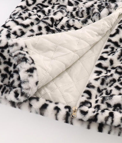 フェイクファー レオパード ヒョウ柄 スタンドカラー ハイネック コート 406-8521