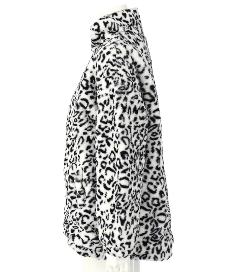 フェイクファー レオパード ヒョウ柄 スタンドカラー ハイネック コート 406-8521