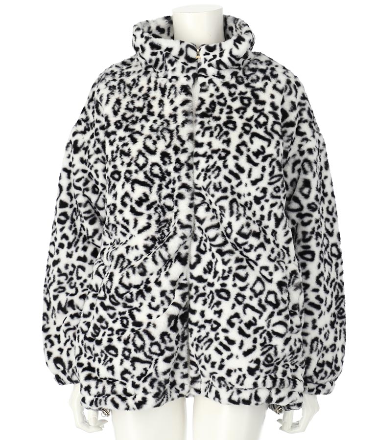 フェイクファー レオパード ヒョウ柄 スタンドカラー ハイネック コート 406-8521