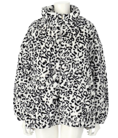 フェイクファー レオパード ヒョウ柄 スタンドカラー ハイネック コート 406-8521