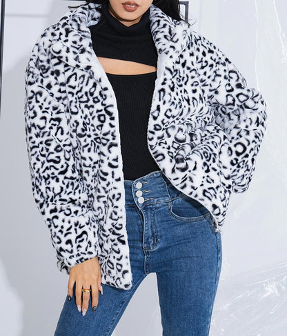 フェイクファー レオパード ヒョウ柄 スタンドカラー ハイネック コート 406-8521