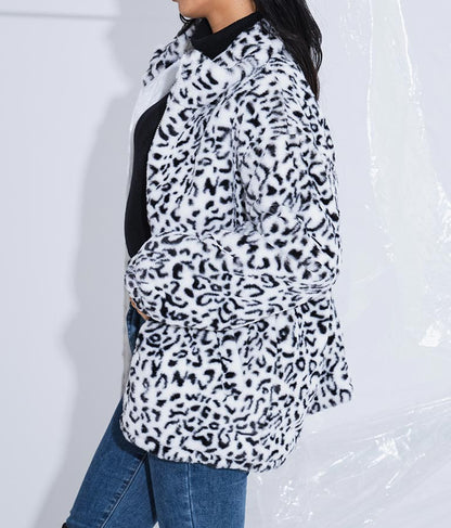 フェイクファー レオパード ヒョウ柄 スタンドカラー ハイネック コート 406-8521