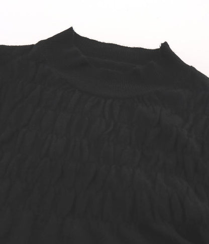 シャーリング デザイン パフスリーブ ニット トップス 長袖 553-5860